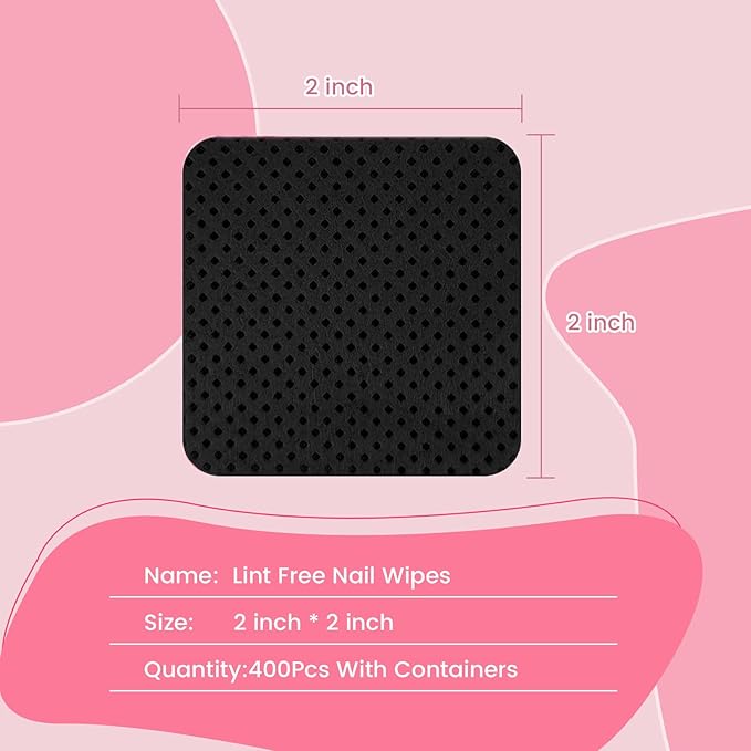 MAYEEN Lint Free Nail Wipes 400PCS Non-Woven Fabric Nail Polish Remover Wipes No Lint Nail Wipe for Gel Nails Eyelash Extensions Glue Cleaning Pad Nail Supplies