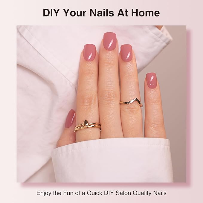 Semi Cured Gel Nail Strips, 20 PCS Gel Nail Stickers Work with UV Light, Salon Quality & Easy to Use - Coral Delight