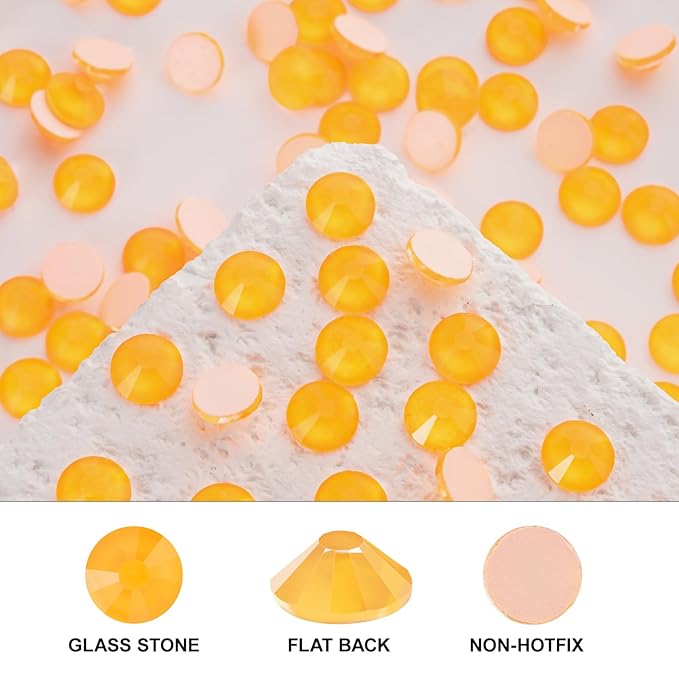 Novani 576 Pieces Flatback Rhinestones Glass Round Gems Neon-Orange Crystals for Nail Art DIY Crafts Clothes Shoes,SS30,6.4-6.6mm