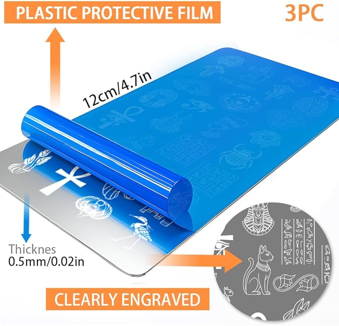PH PandaHall 3pcs Egyptian Elements Nail Stamping Plates Pharaoh Nail Image Plates Cats Snakes Nails Art Stencils Egypt Icons Manicure Art Templates for Women DIY Manicure Printing Design Supplies