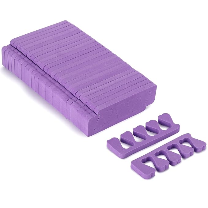 Toe Separators Set - 52 Pieces Premium Pedicure Tool, Spa Party Salon Polishing Separator (Purple)