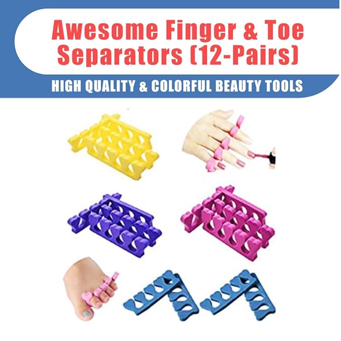 Toe Separators Toe Spacers (12 Pairs)- Apply Nail Polish During Pedicure Manicure - Stocking Stuffers for Ladies Women Teens Girls Kids - Nail Spa Party Supplies