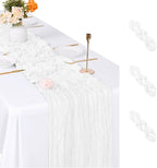 3 Pack White Cheesecloth Table Runner, 17 x 108 inch, Semi Sheer Boho Cheese by ACSUIT