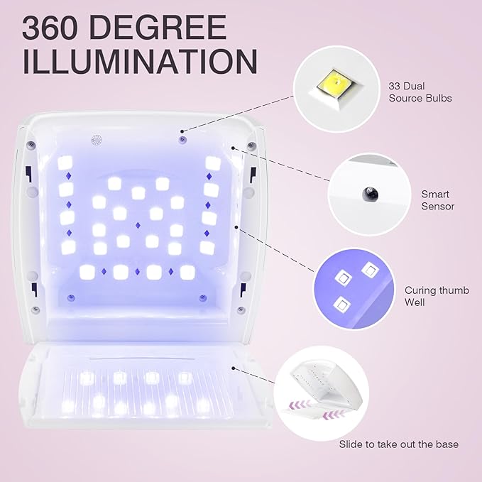 Cordless UV LED Nail Lamp, Rechargeable 66W UV Light Nail Curing Lamp for Gel Nails Acrylic Polish with Auto Sensor & 5 Timer for Home & Salon