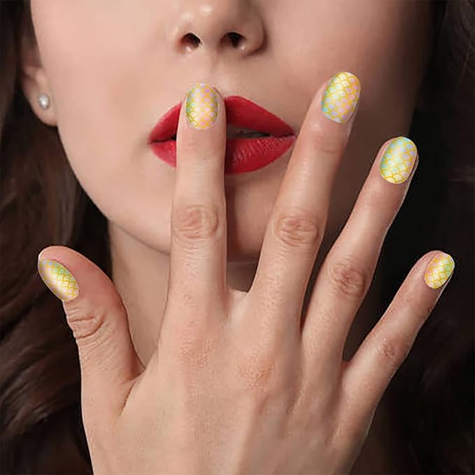 WOKOTO 12 Sheets Glitter Gradient Nail Polish Stickers for Women Marble Nail Stickers Full Nail Wraps Stickers for Nails Gel Nail Polish Strips Stick On Nails for Women Girls Gel Nail Strips