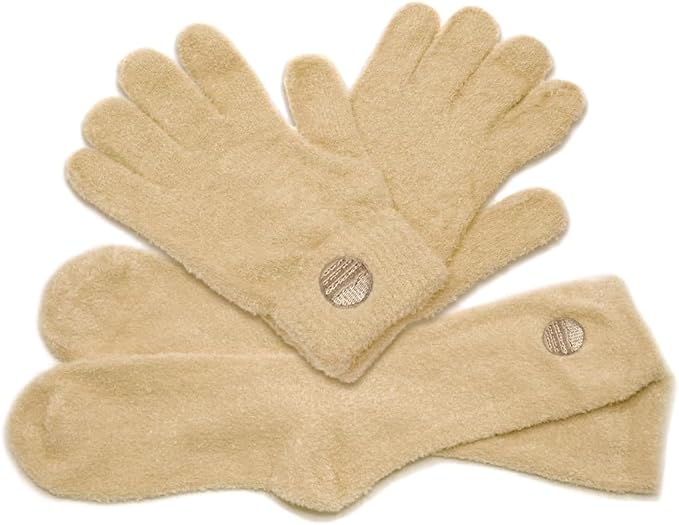 Purple Canyon Moisturizing Socks and Gloves Set | Tan Fuzzy Socks and Gloves with Aloe and Vitamin E for Women | Women's Gifts for Self-Care