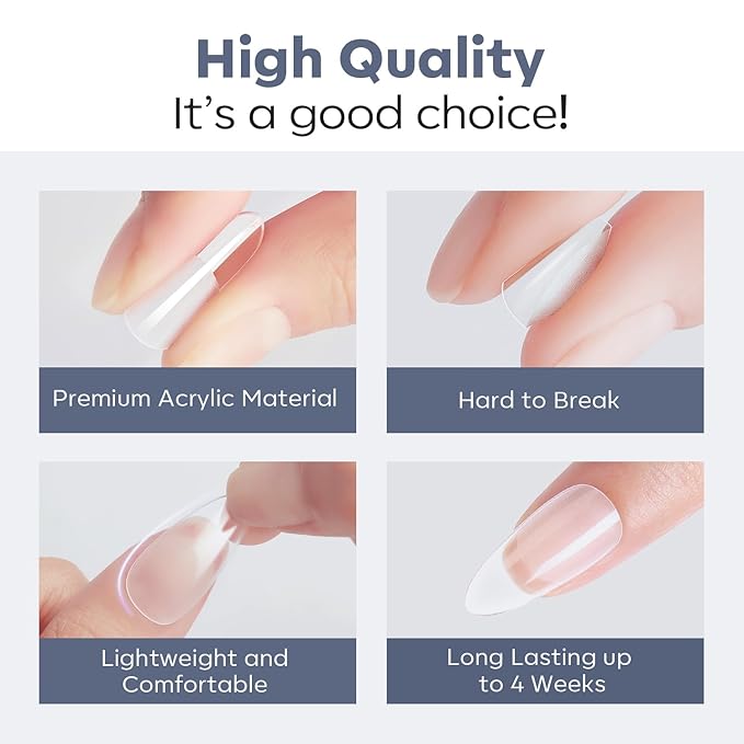 Modelones Medium & Short & Extra Short Almond Nail Tips - Multi-type 3 Styles Set Gel Tips Half Matte Full Cover Clear Acrylic Gel Kit Fake Nails for Extension DIY Salon 450Pcs 15Sizes