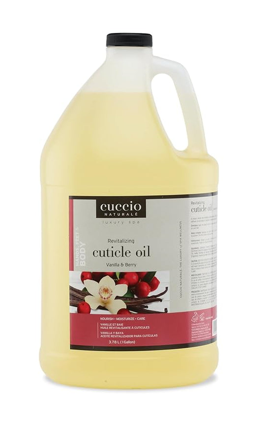 Cuccio Naturale Revitalizing Cuticle Oil 1 Gallon (128 oz / 3.78 L) – Vanilla & Berry – Professional Salon Cuticle & Nail Treatment Refill, Moisturizing Nourishing Oil, Paraben & Cruelty Free