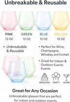 Oojami 40 Pack Diamond Disposable Plastic Wine Glasses 12oz - Image 3