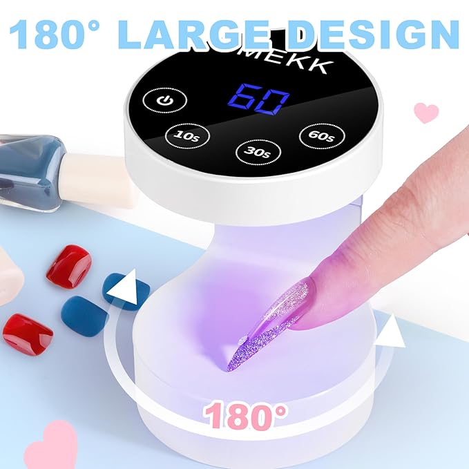 MEKK Mini UV Light for Nails,Peach-Shaped Mini UV LED Nail Lamp with Auto-Sensor,8 Beads,16W,4 Timer,Professional Flash Cure Nails Lamp Small Gel Nail Light for Salon & Home DIY Use