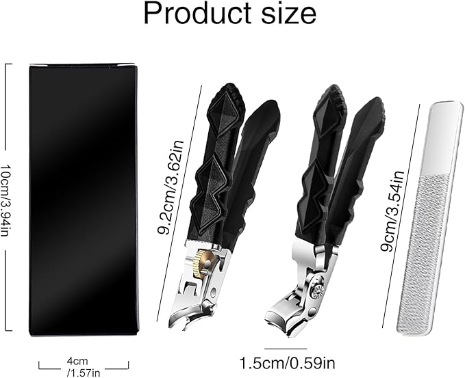Heavy Duty Toenail Clippers for Thick & Ingrown Nails - Professional Grooming Kit for Men & Seniors with Ergonomic Handle, Nail File & Safety Lock - Arthritis Friendly Gift Box Set (Angled+Curved)