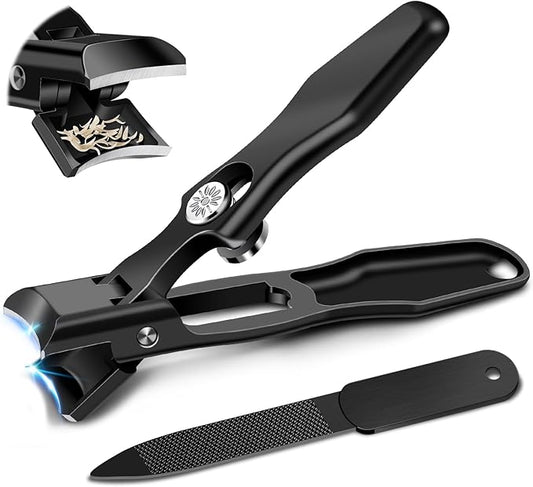 German Nail Clippers for Men with Catcher, Heavy Duty Toe Nail Clippers for Thick Nails Seniors, Portable Ultra Sharp Fingernail Clippers with Wide Mouth, Anti Splash Stainless Steel Nail Cutters
