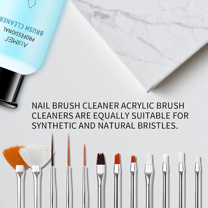 AIJIMEI Nail Brush Cleaner Gel Set Fast Cleaning Nail Brush Cleaner Easy To Use For Salons And Home Use Acrylic Nail Brush Cleaner Nail Art Brushes Cleaner, Paint Nail Brush Cleaner 1.96FL OZ
