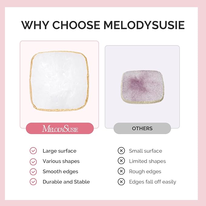 MelodySusie 1PC Square Shape Resin Nail Art Palette, Professional Color Mixing Board for Gel Polish, Acrylics, Pigment Blending, Salon and DIY Makeup Artist Tool, White