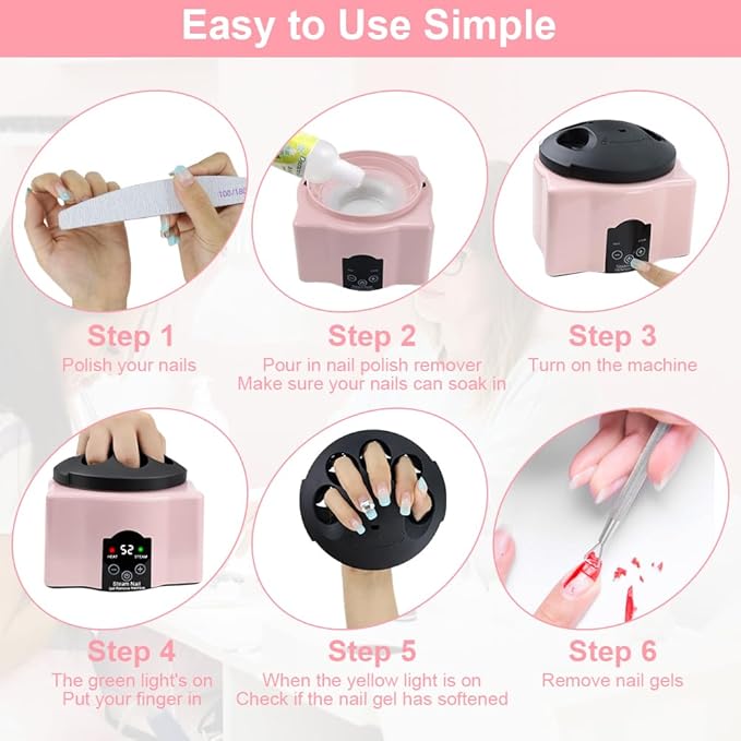 Nail Soaking Bowl with Nail Care Kit, Abnaok Gel Nail Polish Remover Machine Nail Steamer Remover Gel Polish Removal Electric Acrylic Nail Remover Soak off Bowl for Salon Home