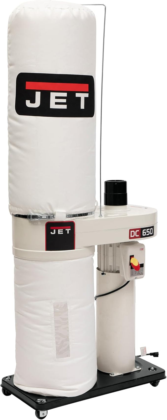 JET Dust Collector, 650 Series, 30-Micron Bag Filter, 1 HP, 115/230V 1Ph (Model DC-650BK)