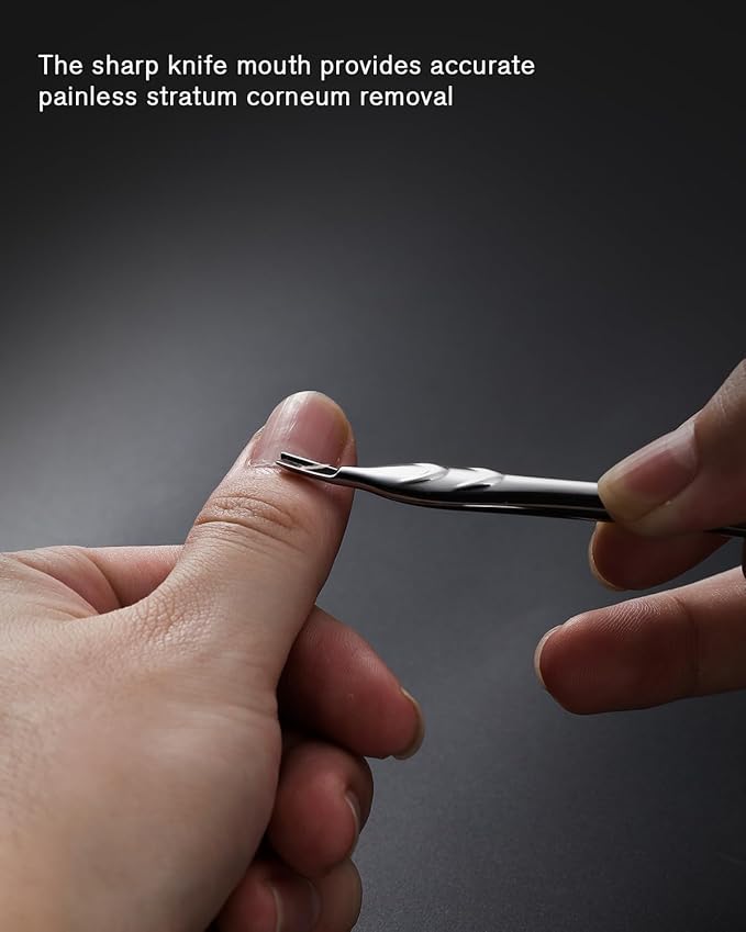 FERYES Cuticle Pusher with Fork, 2-in-1 Cuticle Trimmer Nail Care Tool, Stainless Steel Cuticle Remover Tool for Manicures and Pedicures - Silver