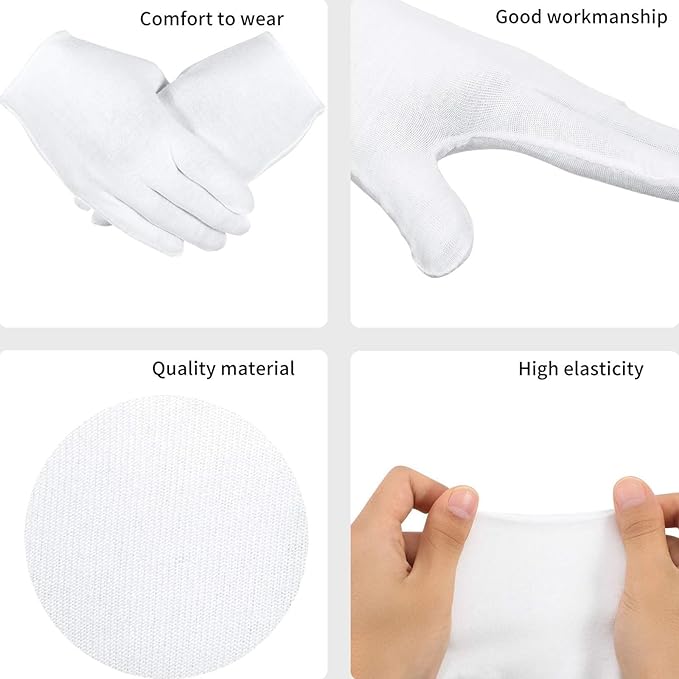 Frienda 300 Pcs Cotton Gloves Bulk Large Size for Men Women Inspection Gloves for Dry Hand Art Handling Coin Jewelry(L)
