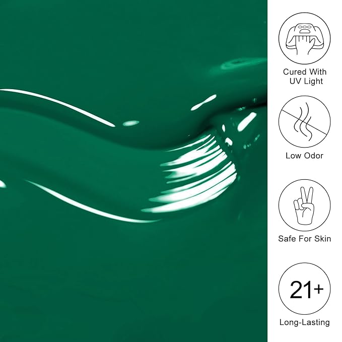 Imtiti Green Gel Nail Polish, 15ML Dark Emerald Autumn Winter UV LED Soak Off Polish, DIY Nail Art Starter Manicure Salon Kit