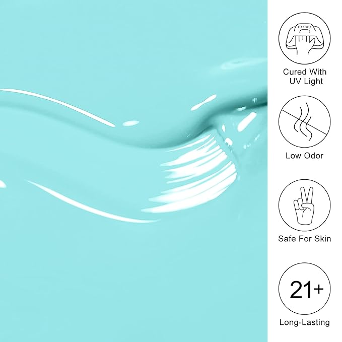 Imtiti Green Gel Nail Polish, Mint Green Nail Gel Polish High Gloss Soak Off UV LED Spring Summer Nail Art Manicure Salon DIY Design 10ML