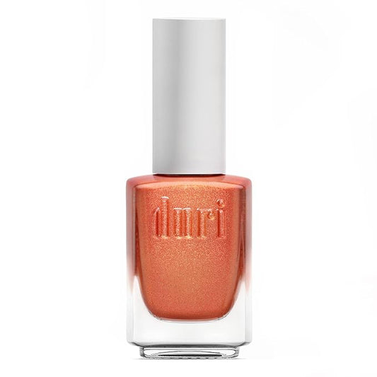 duri Nail Polish, 757 Fire, Sparkly Firecracker Glitter Metallic Shimmer Orange, Fast Drying, Lasting, Semi-Sheer Coverage, 0.45 Fl Oz