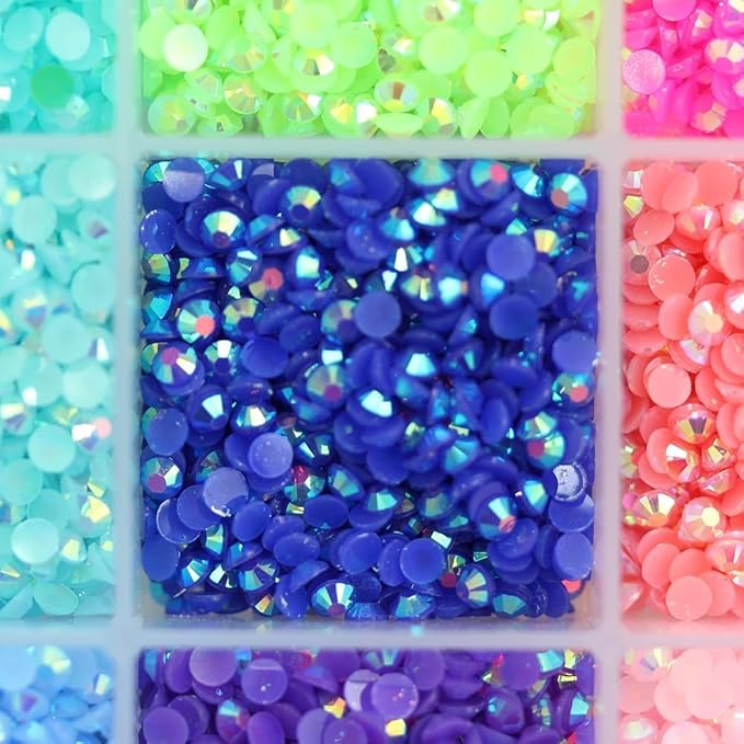 24000Pcs Nail Art Rhinestones, BetterJonny 24 Colors 3mm Round Nail Flatback Rainbow Gems Set with Tweezers and Pencil AB Glitter Flat-Bottomed Rhinestone for Crafts Decoration and Jewelry Making
