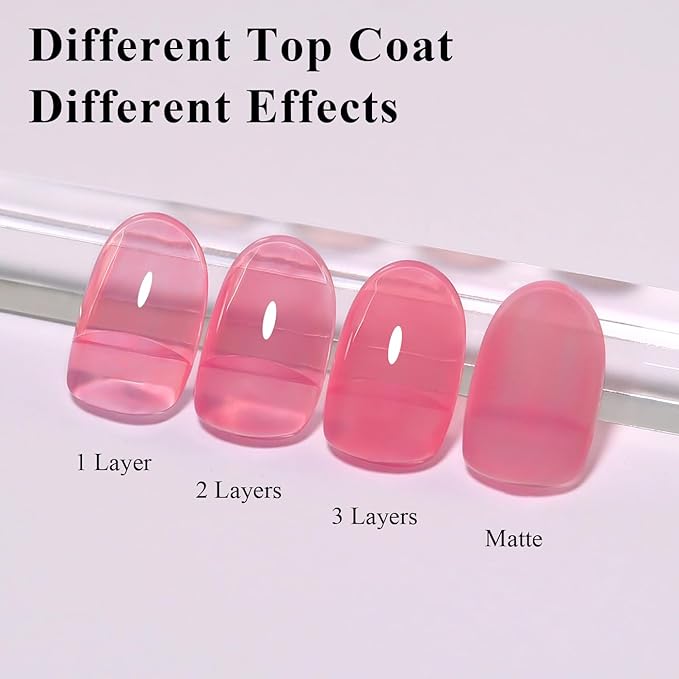 Imtiti Jelly Gel Nail Polish, Rose Pink Sheer Jelly Nail Gel Polish Soak Off UV LED Spring Summer Translucent Art Manicure Salon DIY Design 10ML