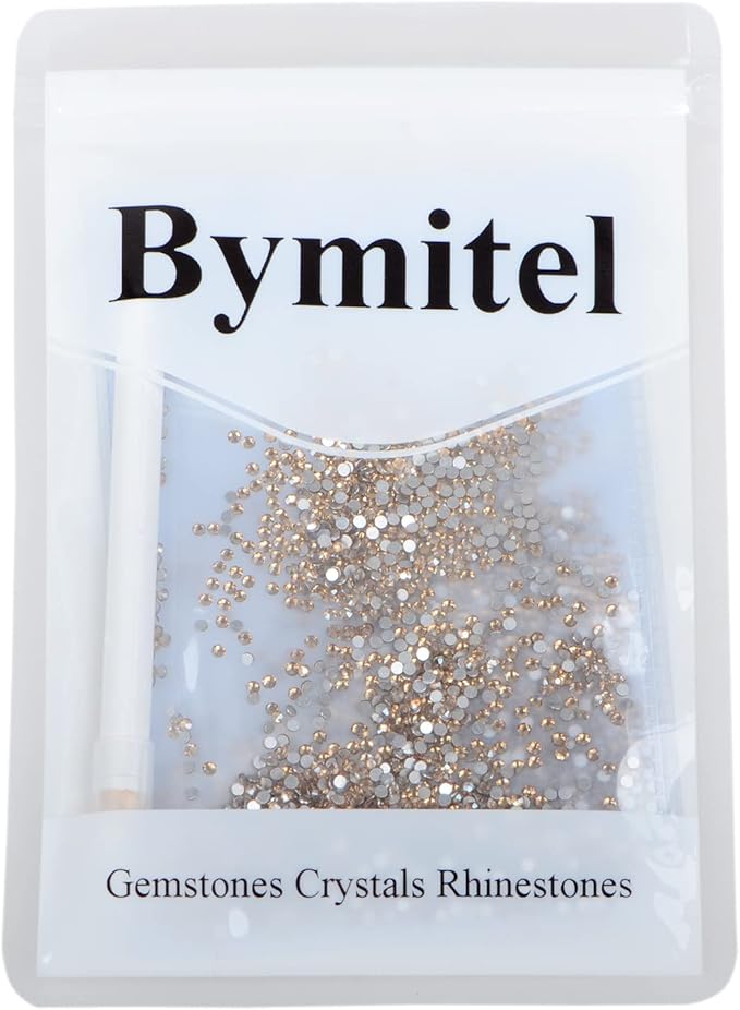 2880PCS Art Nail Rhinestones Non Hotfix Glue Fix Round Crystals Glass Flatback for DIY Jewelry Making with one Picking Pen (ss6 2880pcs, Lt. Peach)