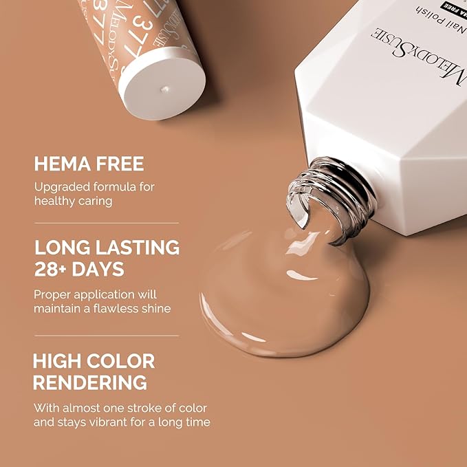 MelodySusie Hema Free Gel Nail Polish, 0.5 Fl Oz Thick Beige Brown Gel Polish, Non Toxic, Long Lasting, Soak Off UV Nail Polish, Manicure Nail Design Salon DIY Nail Art at Home 377
