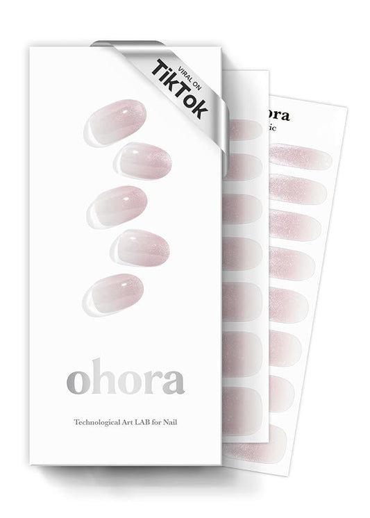 ohora Semi Cured Gel Nail Strips (N Glossiest) - Works with Any Nail Lamps, Salon-Quality, Long Lasting, Easy to Apply & Remove - Includes 2 Prep Pads, Nail File & Wooden Stick, Large
