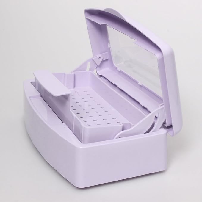 Nail Tool Sterilizer Box, Plastic Sterilization Tray for Tweezer, Eyelash Extensions, Hair Salon, Spa, Nail Implement for Esthetician