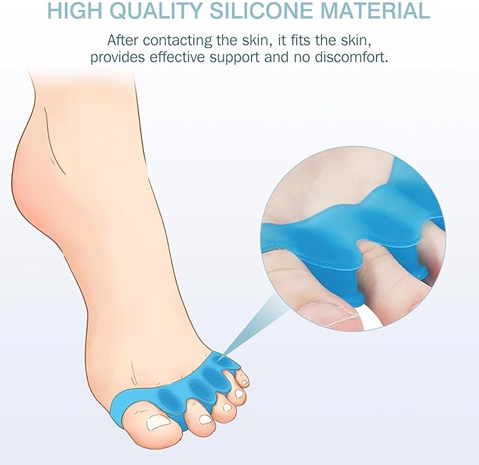 2PCS Silicone Toe Spacers for Women & Men - Toe Separators for Bunion Relief, Hammer Toe, Plantar Fasciitis & Pedicures | Includes Metatarsal Pad & Therapeutic Yoga Cushion for Foot Pain(Black)