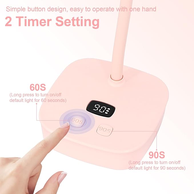 UV LED Nail Lamp,Flash Cure Nail Lamp with Auto Sensor & 2 Timers,Gooseneck UV Light for Acrylic Nails Extension Gel(Pink)