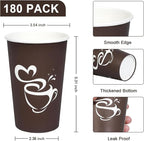 Clawsoff 16 oz 180 Count Paper Coffee Cups Disposable Hot Coffee Cups Brown | - Image 2