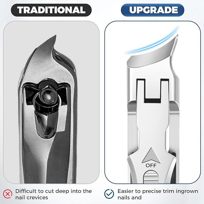 Ingrown Toenail Clippers - Christmas Xmas Presents Gifts, Wide Jaw Opening Nail Clippers with Catcher, 45 Degrees Toenail Clippers for Seniors Slanted Nail Clipper Stocking Stuffers Gifts for Men