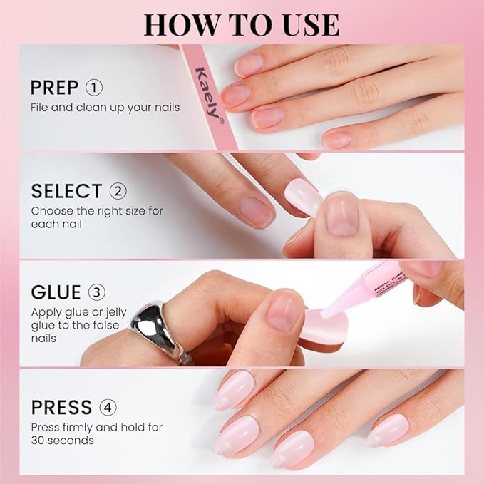 Cat Eye Press on Nails Short Almond - Nude Pink Shimmer Glossy French Tip Press on Nails for Gift, Soft Gel Press Glue On Nail with Nail Glue, Supremely Fit Full Cover Reusable Acrylic Fake Nails Kit