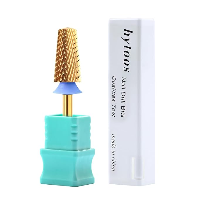 Safety Tapered Nail Drill Bits,Titanium Coating Rounded Barrel Carbide Nail Bit, 3/32 Two-way Rotate Drill Bits for Nails, Manicure Drills Files Accessories Remove Gel Tool, Medium