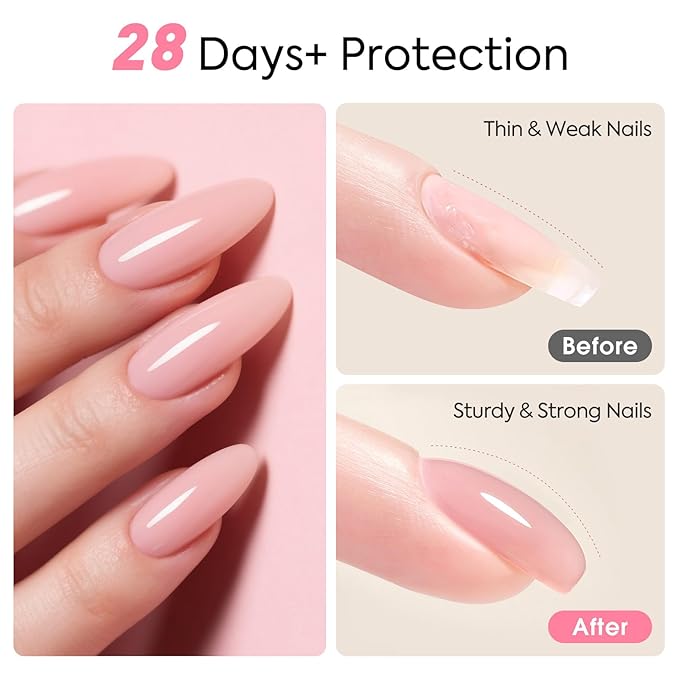 CANNI Rubber Base Gel – 9ml Nude Base Coat Gel, Natural Cover Strengthening for Weak Nails, Soak Off UV LED for DIY Salon Manicure