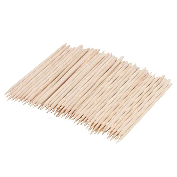 SOUJAP 2000 PCS 4.5 Inch Orange Wood Nail Sticks, Double Heads Wood Cuticle Pusher for Nail Cleaning, Manicure Pedicure