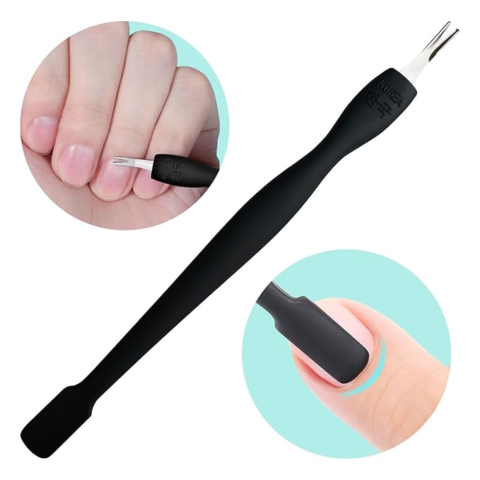 Cuticle Pusher Tool, 2PCS Professional Nail Cuticle Remover Trimmer Cutter Fork Kit, Premium Stainless Steel Durable Manicure Kit for Women, Fingernails and Toenails