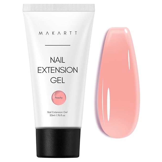 Makartt Poly Nail Gel：Builder for Extension and Strengthener, Tender Nude Pink, 50 ML, Strong and Half Solid Texture, Long-Lasting and Easy to Use Manicure Supplies-Peachy
