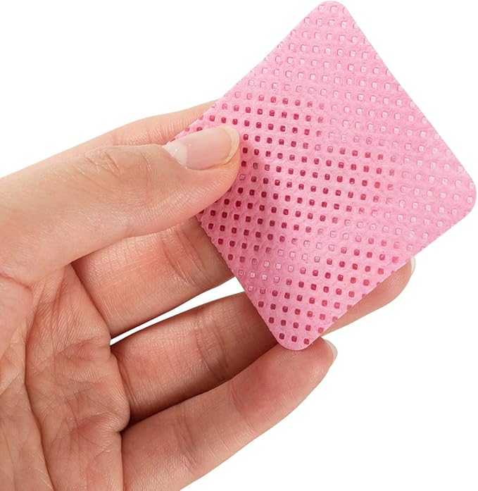 BLUERISE Lint Free Nail Wipes Pink 600pcs Nail Polish Remover Pads Soft Absorbable Eyelash Extension Glue Cleaning Wipes