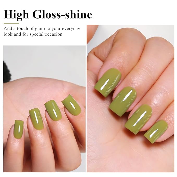 Imtiti Gel Polish, Eucalyptus Green Gel Polish 3 in 1 One Step Gel Polish Kit, Soak Off LED U V Gel Polish Nail Art Starter Manicure Salon for Women Girls 0.3 Fl Oz