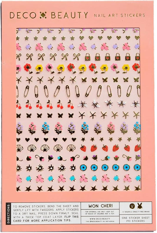 Deco Beauty Mon Cheri Nail Stickers - Lightweight & Easy-to-Apply Nail Art with Cute & Trendy Designs - Durable & Long-Lasting Nail Stickers for Women, Ideal for DIY Manicures