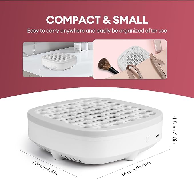 LIARTY Small Nail Dust Collector Nail Tech, Mini Quiet Vacuum Nail Fan Dust Collector Vent with Filter Paper Sheets for Nail Art, Professional Nail Tech Supplies