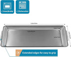 3 Pcs 304 Stainless Steel Serving Platters, 12.6" Rectangle Dinner Plates - Image 3