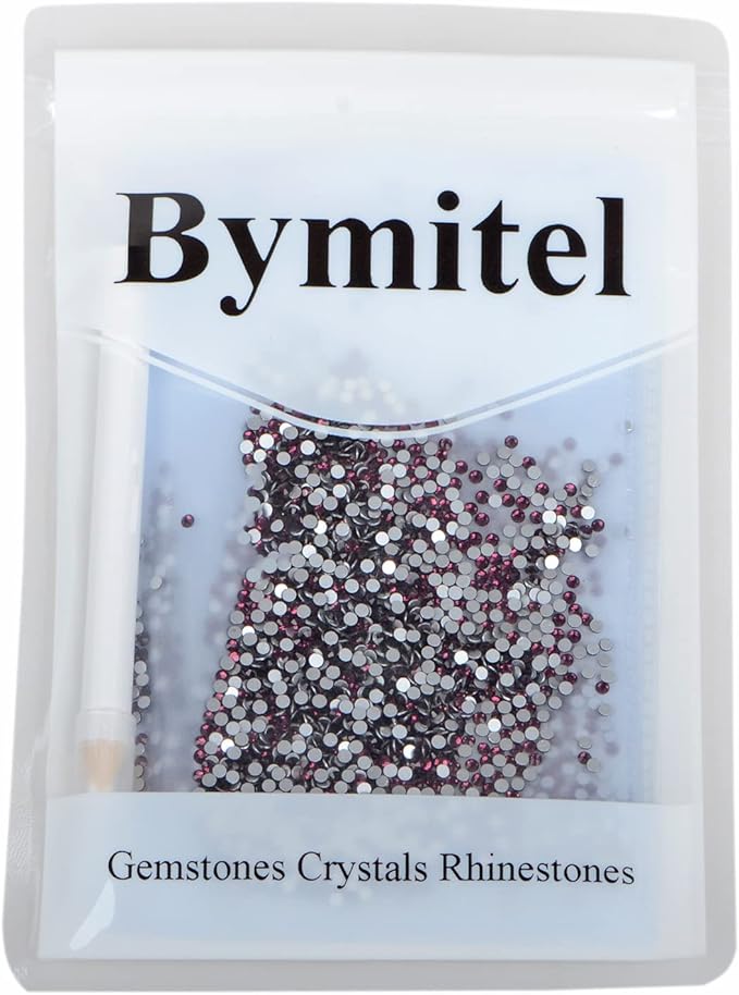 2880PCS Art Nail Rhinestones Non Hotfix Glue Fix Round Crystals Glass Flatback for DIY Jewelry Making with one Picking Pen (ss6 2880pcs, Amethyst)