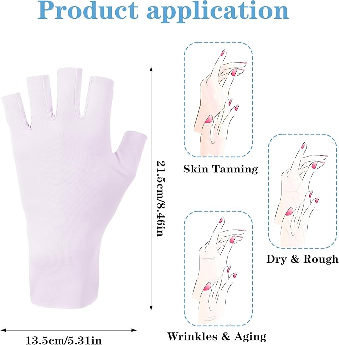 Gloves for Gel Manicure Protection, Gel Nail Gloves for Nails, Professional Fingerless Protection Glove for Home DIY & Salon Use, Nail Art Accessories, Purple
