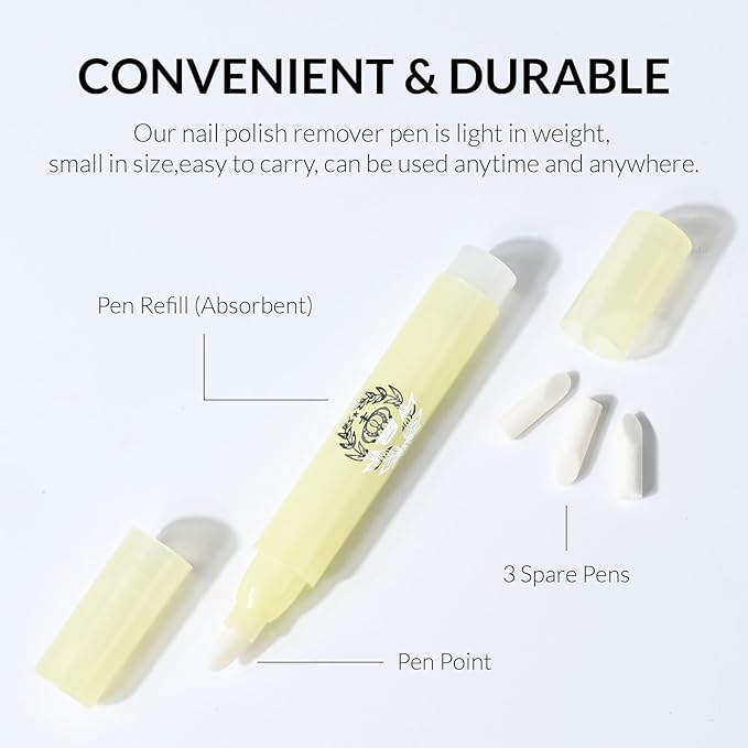 Ownest 4 Pcs Nail Polish Corrector Remover Pen, Nails Edge Cleaning Pen with Cotton Tip, Nail Art Correction Set, with 3 Cotton Tip Refills, For Easy and Perfect Manicure