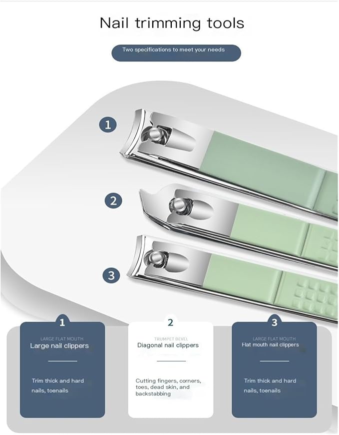 16-Piece Nail Clipper Set Stainless Steel Nail Clippers Tool kit Home Manicure Nail Art Dead Skin Removal Tool(Blue)